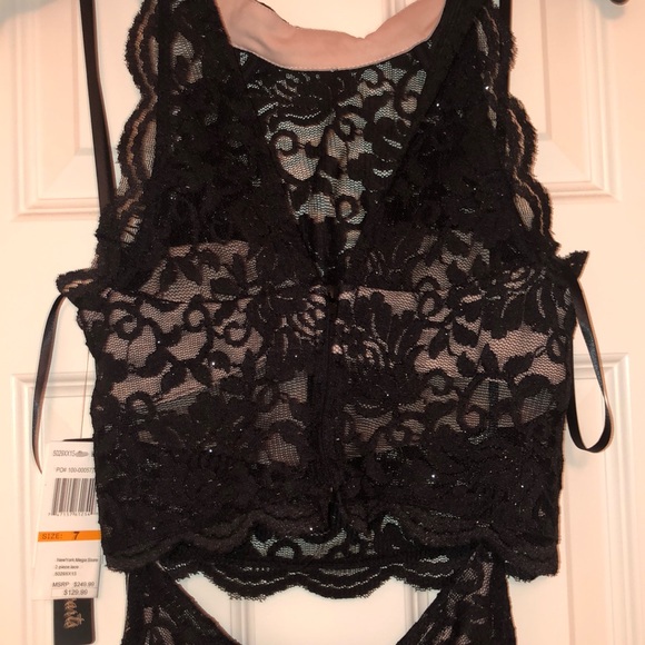 2 Piece Black Lace Mermaid Prom Dress - Picture 5 of 8
